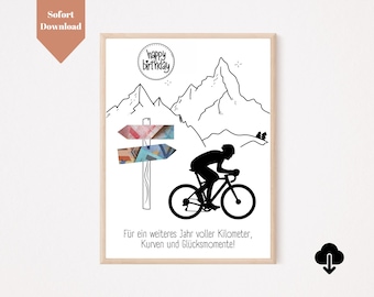 Cadeau en espèces pour l'anniversaire d'un cycliste de course | Téléchargement PDF | Cadeau d'anniversaire vélo disant | Cadeau en espèces pour un vélo de course | Modèle pour l'impression