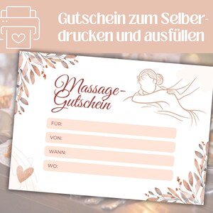 Massage voucher to print and fill out yourself | Wellness voucher for massage | Instant download PDF & JPG A5