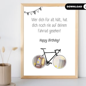 Geld cadeaufiets | Cadeau voor fietsers | Verjaardagscadeau fiets man en vrouw | Sjabloon om zelf af te drukken