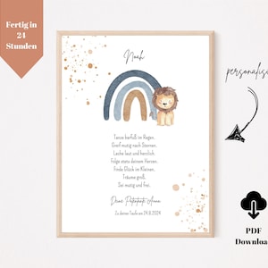 Regalo bautismo niño | Carta de apadrinamiento bautismo PDF | Regalo de bautismo ahijado personalizado | Certificado de apadrinamiento para niños y niñas | personalizado