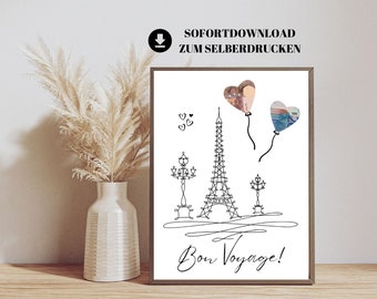 Regalo de dinero para un fondo de vacaciones en París, Francia | Regalo de dinero para un fondo de viajes | Fondo de vacaciones para una boda o luna de miel | Descargar para autoimprimir