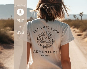 Let's get lost | digital download | Camping t-shirt design | vanlife png svg | Campervan png svg for Bulli fans