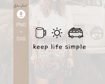 Keep Life Simple - minimalistisches Vanlife Tshirt Design |  digitaler Download | Bulli T-Shirt Design |  Vanlife Design für Bulli Fans