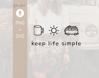 Keep Life Simple - minimalistisches Vanlife Tshirt Design |  digitaler Download | Bulli T-Shirt Design |  Vanlife Design für Bulli Fans