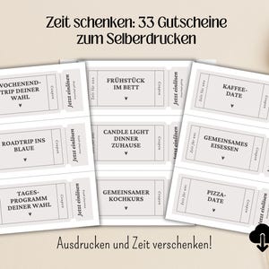 Coffret de bons pour offrir du temps PDF | Chèque Saint Valentin | Chèque cadeau pour passer du temps ensemble à imprimer | Bons pour les couples