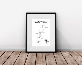 スウェーデン　洋書　本　National Parks of Sweden Sweden Poster | Sweden's National Parks | Sweden Illustrated