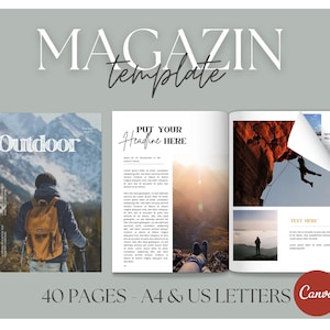 Canva-magasinmall | Mall för friluftsliv och resor | Reseguide | E-boksmall | Enkel Canva-magasinmall