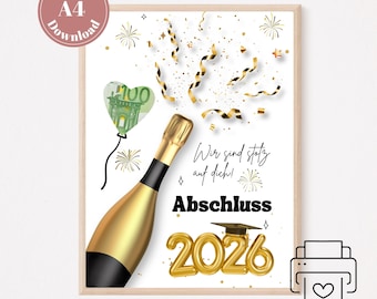 Money Gift for Graduation 2026 (Download PDF A4) | School Graduation Gift | Apprenticeship Graduation Gift | Printable Template