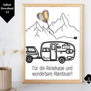 Geldgeschenk Campingurlaub | Geldgeschenk Wohnwagen Reisekasse | Geschenk für Camper | PDF A4 Sofortdownload zum Selberdrucken