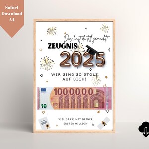 Certificado de regalo en efectivo primer millón | regalar buenas notas | Dinero por buenas notas 2025 | Plantilla para imprimir y hacer manualidades