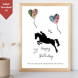 Cash gift for horse riding - Cash gift for riders | Cash gift for horse owners | Gift for horse lovers | Printable PDF template