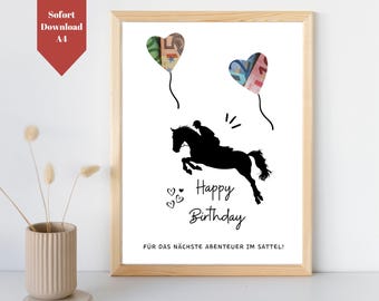 Cash gift for horse riding - Cash gift for riders | Cash gift for horse owners | Gift for horse lovers | Printable PDF template