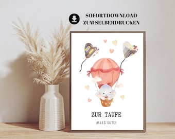 Money gift for baptism | sweet money gift for baptism for boys and girls | Instant download for self-printing