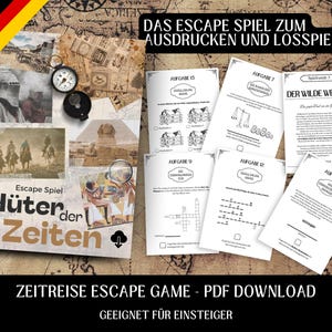 Escape Spiel zum drucken deutsch | PDF Spiel Vorlage | Zeitreise Escape Game für Einsteiger | druckbarer Escape Room für zuhause