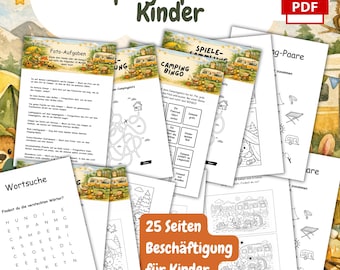 Camping Games for Kids (Printable PDF Download) | Printable Travel Game for Children | Activities for Children Ages 5-11