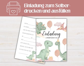 Einladungskarte Kindergeburtstag Dinosaurier zum drucken PDF Download | Einladung Dino Party | Einladung Kindergeburtstag Jungen