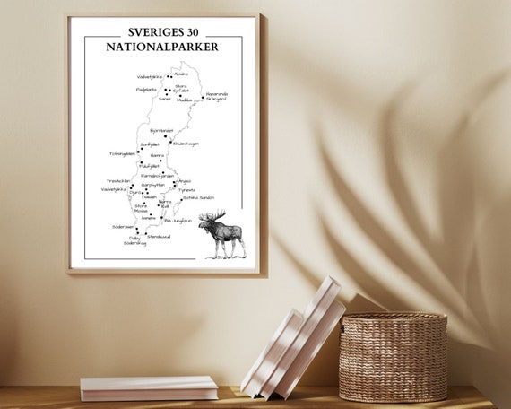 Sweden Poster | Sweden's National Parks | Sweden Illustrated Map