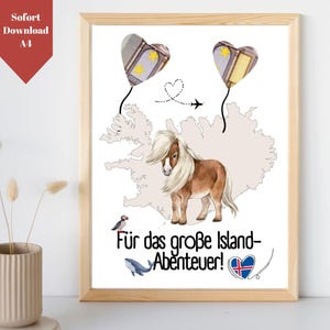 Prezent pieniężny Wycieczka na Islandię | Szablon PDF do samodzielnego wydrukowania | Fundusz podróżniczy Wycieczka objazdowa po Islandii
