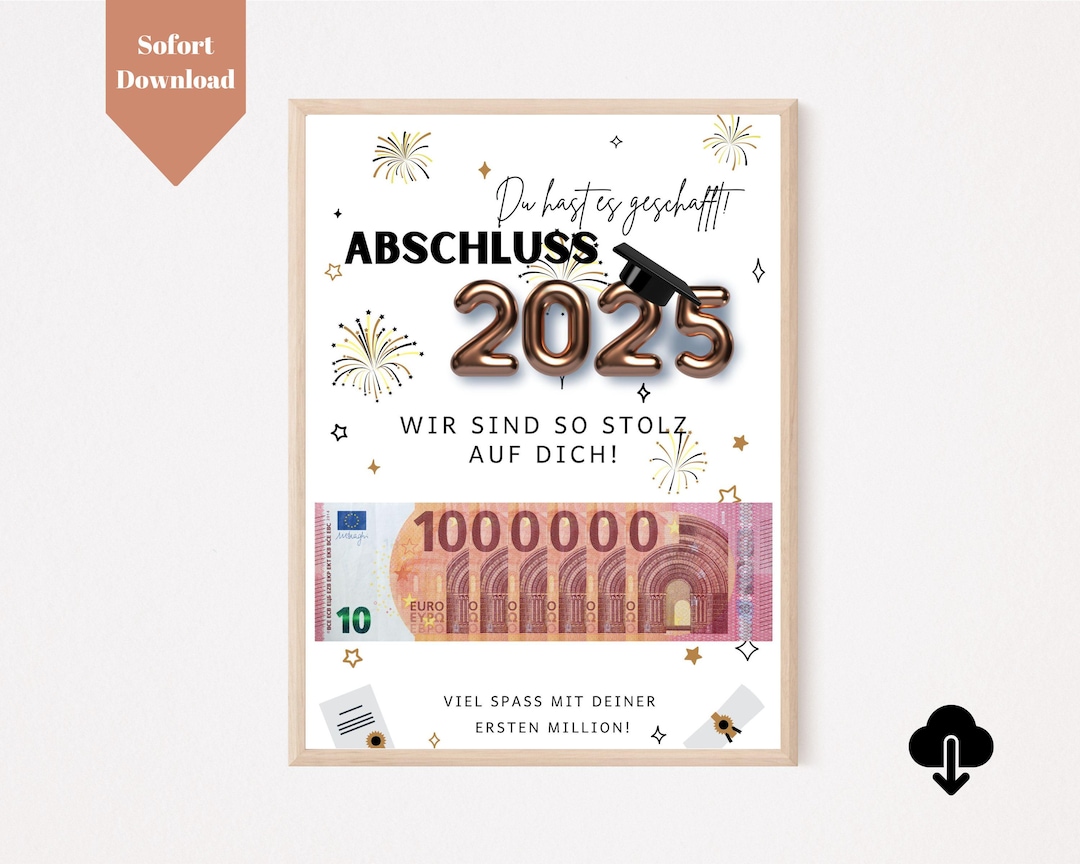 Geldgeschenk Abschluss erste Million Download PDF A4 Geschenk