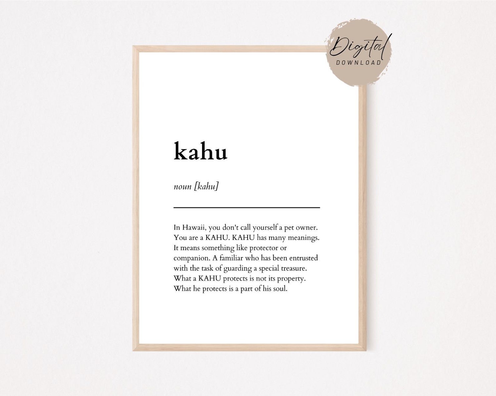 Kahu Definition Poster | Kahu Hawaiian Meaning Pet Owners | Dog Poster ...