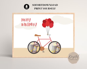 Cadeau d'anniversaire de vélo de course de cadeau d'argent | Vélo cadeau d’anniversaire | Téléchargement instantané pour imprimer vous-même