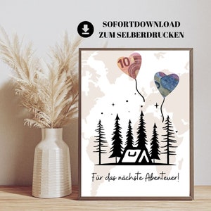 Money gift tent / camping to print yourself | Cash gift holiday fund | Gift for campers | Camping cash gift