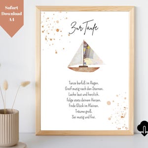 Money gift for baptism of boys and girls PDF A4 | Money gift for baptism saying boat | Gift for baptism money beautifully wrapped | Baptism gift for godchild