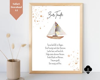 Money gift for baptism of boys and girls PDF A4 | Money gift for baptism saying boat | Gift for baptism money beautifully wrapped | Baptism gift for godchild