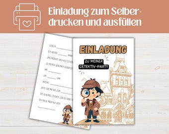 Printable Detective-Themed Birthday Party Invitation Card (PDF Download) | Detective Party Invitation | Children's Birthday Party Invitation