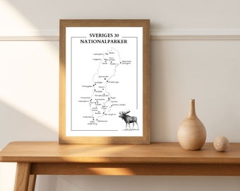 スウェーデン　洋書　本　National Parks of Sweden Sweden Poster | Sweden's National Parks | Sweden Illustrated