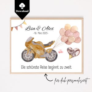 Personalisiertes Geldgeschenk Hochzeit Motorrad PDF | Hochzeitsgeschenk für Biker | Download zum Selberdrucken