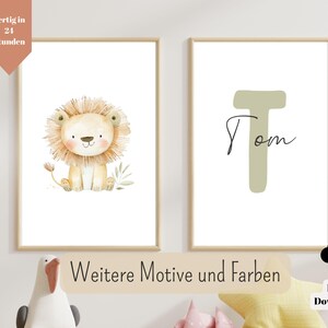 Kinderzimmer Poster personalisiert | Namensposter 2er Set PDF Download | Initialen Poster | personalisierbares Tiermotiv Poster | Wandkunst