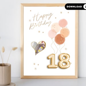 Geldgeschenk 18. Geburtstag | DIY Geldgeschenk 18 | Geburtstagsgeschenk Vorlage zum Selberdrucken | PDF