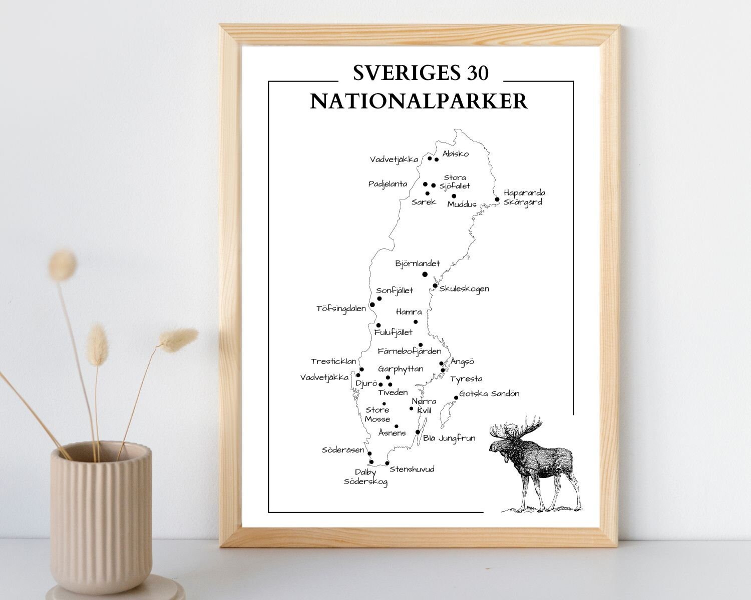 Sweden Poster | Sweden's National Parks | Sweden Illustrated Map