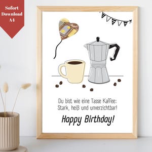 Aniversário de presente em dinheiro para amantes de café com ditado | Máquina de café para presente em dinheiro | Xícara de café | Café | modelo para imprimir PDF