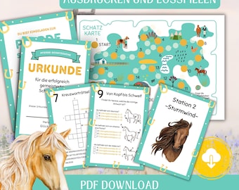 Horse Treasure Hunt for Kids to Print | Horse Puzzle Game for Children Ages 8-12 | Ideal for Children's Birthday Parties | PDF Game Template