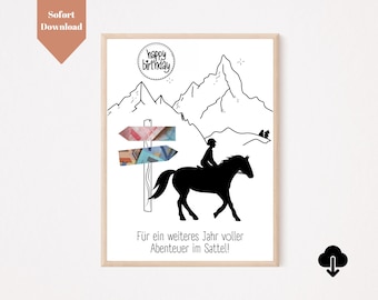 Cash gift for riders | PDF A4 template | Cash gift for riding | Cash gift for riding lessons | Gift for horse lovers | Instant print