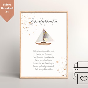 Confirmación de regalo en efectivo descargar PDF A4 | Confirmación de regalo en efectivo diciendo barco | plantilla imprimible para marcos de fotos