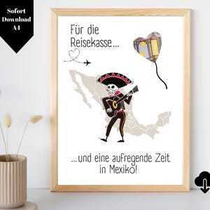 Money gift Mexico trip to print yourself | Travel fund Mexico | Mexico farewell gift | Vacation fund Mexico | PDF A4