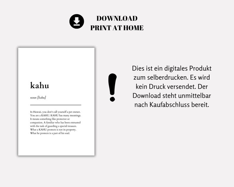 Kahu Definition Poster | Kahu Hawaiian Meaning Pet Owners | Dog Poster ...