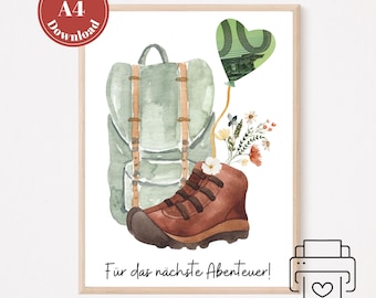 Hiking boot cash gift PDF download | Cash gift for adventurers | Cash gift for mountain hiking | DIY cash gift | Printable template