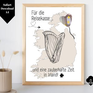 Geldgeschenk Irland Reise zum Selberdrucken | Reisekasse Irland | Irland Geschenk basteln | Irland Geschenk Geburtstag PDF A4