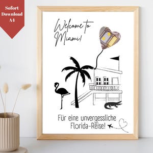 Geldgeschenk Florida Reise | Reisekasse Miami Reise | Geldgeschenk für USA Flitterwochen basteln | Florida Urlaub | druckbare Vorlage PDF A4