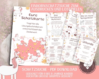 Unicorn Treasure Hunt for Kids (Printable) | Unicorn Scavenger Hunt for Children Ages 6-11 | Ideal for Children's Birthday Parties | PDF Game Template