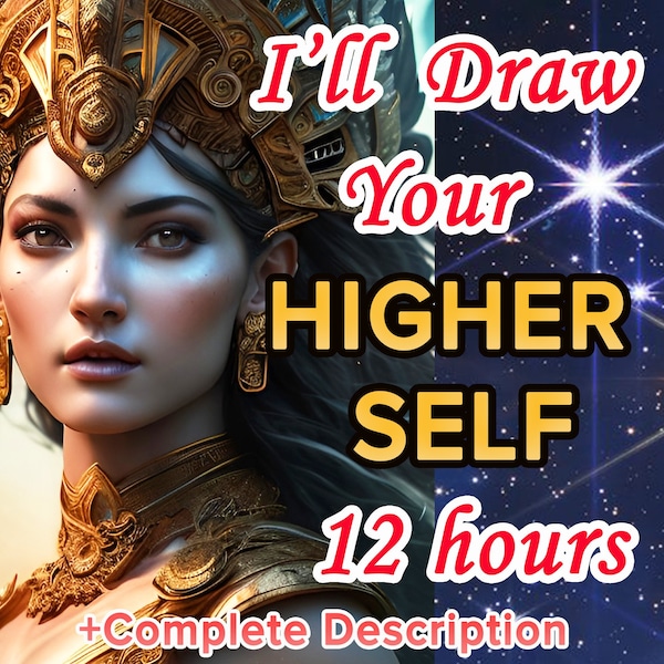 Higher Self Drawing & Reading - I Will Draw Your Higher Self, Daimon Aura Portrait Psychic Reading Same Day from Psychic Artist