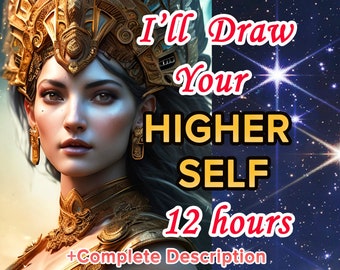 Higher Self Drawing & Reading - I Will Draw Your Higher Self, Daimon Aura Portrait Psychic Reading Same Day from Psychic Artist