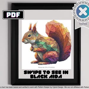Geometric Squirrel Cross Stitch Pattern - Modern Wildlife Embroidery