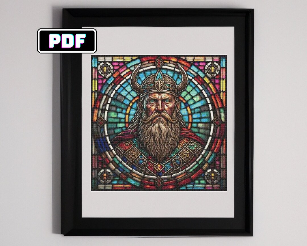 Viking Stained Glass Cross Stitch Pattern Etsy