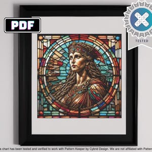Athena Stained Glass Cross Stitch Pattern