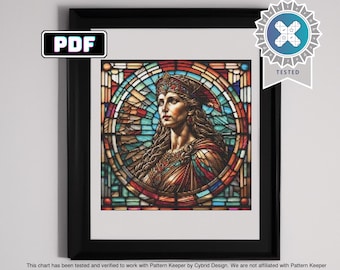 Athena Stained Glass Cross Stitch Pattern